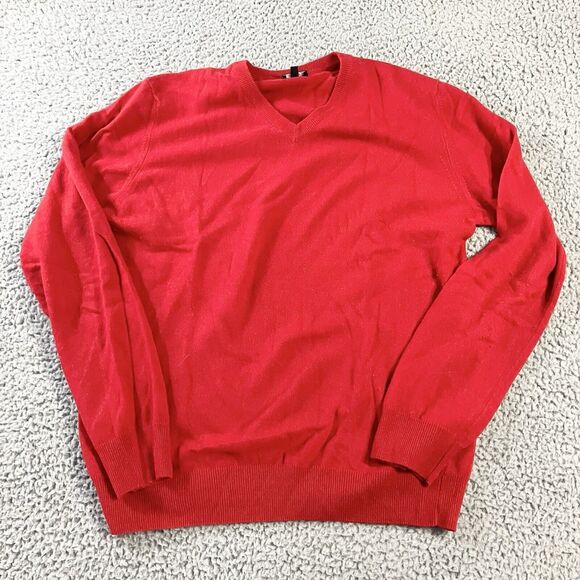 Mantovani Studio Sweater Mens Large Red 100% Italian Cashmere Made In Italy - Picture 1 of 6